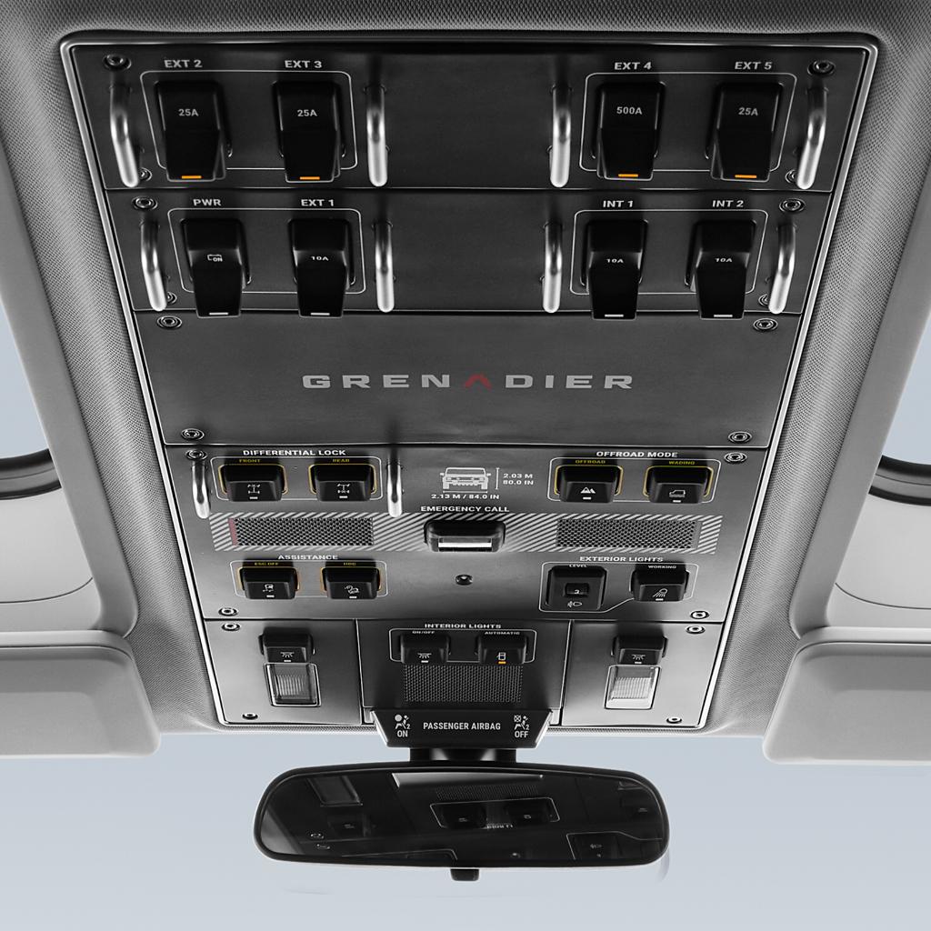 INEOS Grenadier's interior, full of physical switches